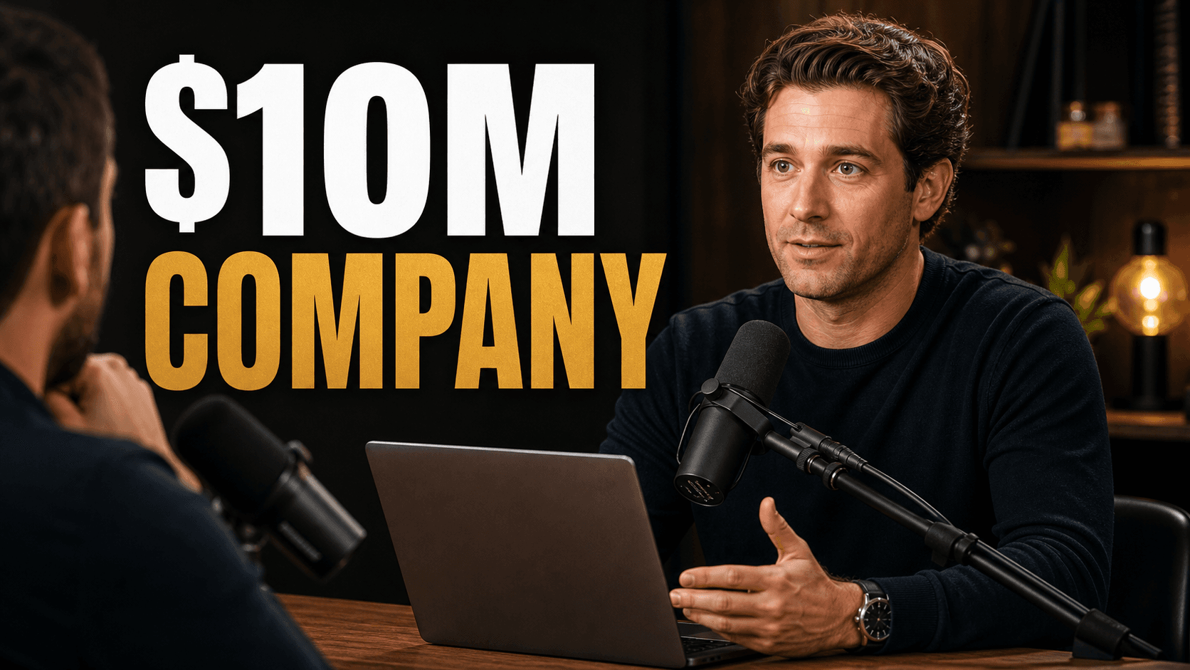 Podcast guest beside a 10 million dollar company headline